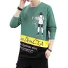 Suéter de cuello redondo para hombre, primavera y otoño, moderno, holgado, estampado, ropa de otoño, juvenil, camiseta de manga larga, top para estudiante, ropa para hombre
