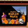 Decoración de Halloween pegatinas electrostáticas para escaparates de tiendas y bares, arreglo de Halloween linterna de calabaza pegatinas electrostáticas para puerta de cristal