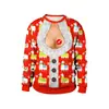 Amazon Caliente Fiesta Navideña Eliminación de Vello del Ombligo Impresión Digital 3D Sudadera de Cuello Redondo Parejas Sudadera