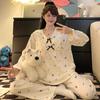 Pijama Nuevo de Tallas Grandes para Primavera y Otoño Mujer Mangas Largas y Pantalones Estilo Princesa Dulce Holgado Se Puede Salir Ropa de Casa