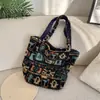 511241 Bolso de Hombro Retro de Felpa para Otoño e Invierno Bolso Reversible para el Trabajo y Ropa de Trabajo Bolso de Lona Bolso para Estudiantes