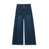 Jeans de Cintura Alta Wide Leg para Mulheres Baixas, Caimento Solto, Comprimento no Chão, Emagrecedor, Nova Coleção Primavera/Outono 2025A