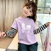 Camiseta de Manga Larga de Algodón Puro con Dibujos para Niñas 2026 Otoño Nuevo Estilo Talla Mediana y Grande Ropa Interior Superior Súper Bonita para Niñas