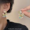 [Nacido como flores de verano] pendientes de borla de flor estilo pintura al óleo 2025 nuevo color pendientes de diseño de nicho de alto nivel