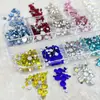 Zapatos Planos Redondos Pequeños Diamante Fondo Plano Tamaño de Diamante Mixto Diamante para Uñas Caja de 12 Compartimentos Strass de Vidrio Super Brillante Decoración de Uñas Joyería para Uñas