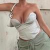Ropa de Verano Personalizada Europea y Americana para Mujer Sexy Top Tubo de Cuero PU sin Espalda Chaleco Top Corto para Mujer Mujer