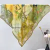 Novedades en Stock: Pañuelo Cuadrado de Algodón de Seda Estampado de 70 cm con Patrón Floral Francés Vintage, Chal Pequeño Delgado, Disponible al por Mayor