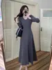 Elegante vestido suéter de punto francés de estética nicho socialité estilo coreano, hermoso y genial
