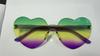 Gafas de sol sin montura en forma de corazón de color gelatina, Gafas de una sola pieza en forma de corazón, Colores deslumbrantes, Estilo transfronterizo
