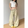 Calça Cargo Retrô Americana 2025 Estilo Desconstruído Cimitarra Solta Perna Larga Unissex Estilo Preguiçoso Solto Calça Casual