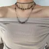 Collar Retro Sexy Largo de Doble Capa con Cadena Estilo Étnico Bohemio Cadena de Suéter Colorida con Cuentas de Flores para Mujer