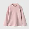 Categoría Camiseta Básica Peinada de Algodón con Felpa Inferior para Niños Niñas Cuello Semi Alto Mangas Largas Cálidas Tallas Mediana y Grande Ropa de Otoño e Invierno para Niños