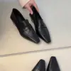 Versión de Piel de Oveja Adelgazante Versátil para el Trabajo Mocasines de Piel Genuina para Mujer, Punta Cuadrada Francesa Slip-On Tacón Grueso Zapatos de Piel con Estilo