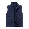 Chaleco nuevo para hombre de forro polar de doble cara, estilo otoño e invierno, sin mangas, forrado de forro polar, cálido, cuello alto, prenda exterior, moderno