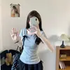 Elegante camiseta de manga corta con lunares y lazo para mujer, nuevo diseño de verano, única, hermosa, elegante y estilizada