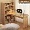 Escritorio de Esquina para Uso Doméstico, Mesa de Estudio, Tocador de Dormitorio para Niñas, Estantería Integrada, Escritorio de Computadora de Esquina en Forma de L para Oficina