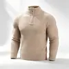 Suéter pulôver com zíper e gola alta meia, masculino, outono e inverno, europeu e americano, malha casual masculina, blusa base quente plus size