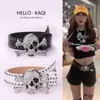 Cinto Y2K Hot Girl Milenar Americano Feminino Europeu e Americano Feng Shui Diamante Caveira Rebite Decorado Mais Fácil de Combinar com Jeans Cinto
