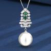 Produtos explosivos populares Joias Zhuang Shengsheng Cobre Dourado Banhado Inserido Pérola Branca Conjunto Árvore de Natal Feminino 16-12mm Atacado