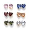 Taladro de garra de circonita sintética de color corazón de 8 mm con forma de corazón, venta al por mayor, accesorios de bricolaje, cristal de circonita de color blanco
