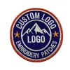 Insignia Redonda de Tela con Bordado Plano de Patrón de Pico de Montaña para Exteriores Parche Adhesivo Etiqueta Personalización Accesorios para Ropa