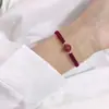 Pulsera Tejida a Mano de Cuerda Roja con Cristal de Fresa, Pulsera de Mano de Amatista para Mujer, Novia, Pareja, Pulsera DIY