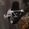 Nuevo Estilo Personalizado de Nicho Hecho a Mano Gargantilla de Plumas Estilo Bosque Blanco para Novias, Sesiones de Fotos de Boda y Accesorios de Vestido, Multicapa