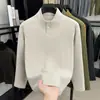 Moletom pesado para homens, simples e luxuoso, com gola alta e zíper parcial, perfeito para outono e inverno, cor sólida, quente e estiloso