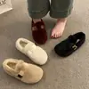 Zapatos peludos sencillos y elegantes para mujer, perfectos para usar en exteriores, nueva colección otoño/invierno 2026, Mary Janes de algodón sin cordones, mocasines y zapatos planos