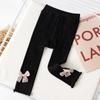 Leggings para Meninas Primavera, Verão e Outono Novo Algodão Nove Pontos Cintura Alta Infantil Versátil Classe a Laço Doce Calças de Princesa