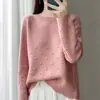 2025 Novo Outono e Inverno Gola Redonda Malha de Bolinhas Top Solto Grosso com Estilo Western Camiseta Básica de Tricô para Mulheres
