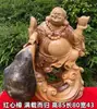Grande Escultura em Madeira Buda Maitreya Barriga Grande Madeira Maciça Ornamentos para Sala de Estar Esculpido Guan Gong Guanyin Estátua Vermelha para Desktop