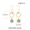 Pendientes de jade hetiano de plata esterlina S925 con gancho para la oreja para mujer, nuevos pendientes de calcedonia verde con delfín, pendientes de ágata dorada antigua para mujer