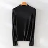 26 Camiseta Base de Cachemir y Seda de Venta Caliente de Primavera para Mujer, Corte Ajustado, Elegante, Hombro Normal, Manga Larga, Transpirable