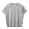 Suéter Tricot Masculino de Manga Curta Novo Verão 2026 com Design Vazado Respirável, Blusa Elegante de Gola Redonda para Homens de Meia-Idade