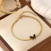 Pulseira de aço titânio com borboleta e estrela, nova, não desbota, para mulheres, estilo ins de alta qualidade, joia de mão, nova, transfronteiriça, ouro 18K, moda