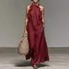 Vestido de Comercio Exterior Europeo y Americano de Verano 2026 Nueva Moda Elegante Casual Ropa para Mujer Color Sólido Jersey Hombros Descubiertos Vestido Largo