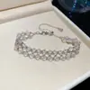 Pulseira Ajustável Redonda de Zircônia Super Brilhante, Luxo Leve, De Alta Qualidade, Pulseira Fashion e Simples, Design de Nicho, Joia de Mão para Mulheres