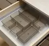 Caja de Almacenamiento Simple Gris Transparente Bandeja para Cajón de Escritorio Compartimento para Cajón de Baño Organizador de Escritorio Multifuncional