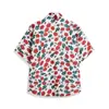 Camisa de Manga Corta Floral Retro Estilo Hong Kong Nuevo Estilo Verano 2025 Camisa Top de Diseño de Nicho Delgado