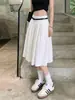 Saia de balé branca para mulheres, estilo fino de verão, relaxada e elegante, com um design de barra grande e fofo, saia midi evasê