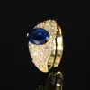 2024 nueva joyería Huabi cobre chapado en oro simulación corindón temperamento forma de huevo anillo de oro femenino 7*9