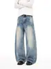 Ropa de Hombre Fengshe / Jeans de Guadaña Retro Americano para Hombres y Mujeres, Pantalones Casuales Sueltos de Pierna Ancha Cleanfit
