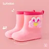 Botas de Chuva Infantis Pig Daddy Sapatos de Borracha Infantis Botas de Chuva de Cano Médio com Cordão para Meninos e Meninas Sapatos de Água Impermeáveis Antiderrapantes para Jardim de Infância