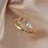 Anillo con Letra de Oro Rosa Nuevo de Amazon Transfronterizo Anillo Abierto con Diamante Blanco Joyería de Mano Anillo Único Personalizado Venta al por Mayor