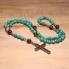 Amazonas Piedra Natural Colgante de Cruz Collar Piedra Ojo de Tigre Cruz Vesícula Biliar de Hierro Rosario para Hombres Collar Venta al por Mayor
