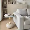 Mesa auxiliar de roca de lujo ligero, mesa de café pequeña, mesa de rincón para sala de estar, mesa redonda pequeña móvil simple y moderna para balcón, mesita de noche