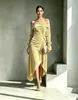Estación Independiente Europea Comercio Exterior Ropa de Mujer Sexy de un Hombro Elegante Temperamento Vestido de Fiesta Vestido con Abertura