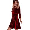 Vestido Slim-fit Europeu e Americano Transfronteiriço AliExpress Vestido de Veludo Dourado de Manga Comprida Cor Sólida Saia de Cintura Alta