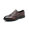 Zapatos Brogue con Relieve para Hombre Talla Grande Transfronterizos 2024, Zapatos de Piel con Patrón de Cocodrilo Formal de Negocios Británicos, Talla 46, Mocasines para Hombre